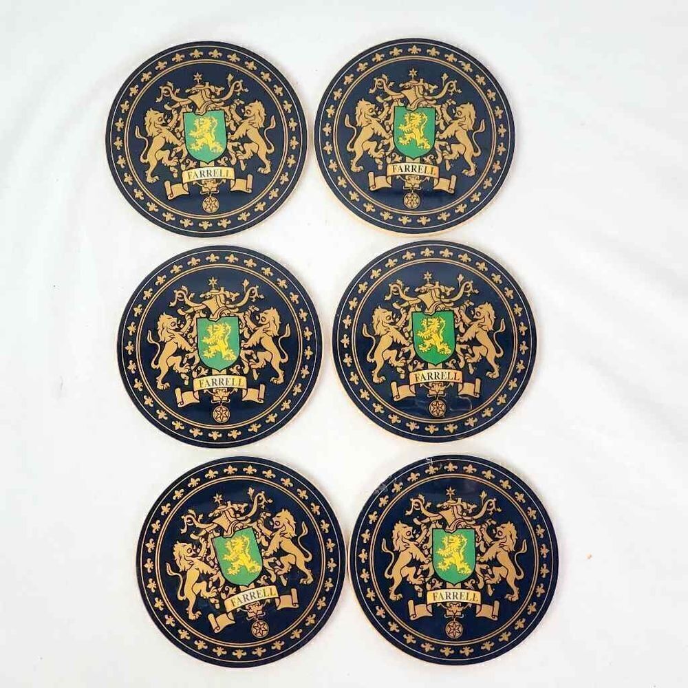 6 Drink Coasters FARRELL crest Family